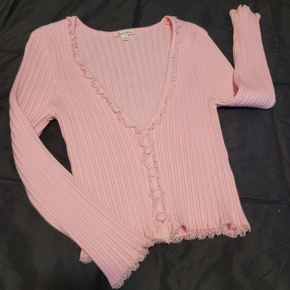 Pink rib knit sweater For Love and Lemons